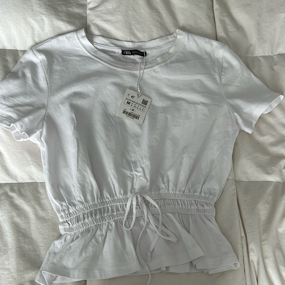 Zara White Short Sleeve Tee